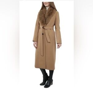 NWOT Michael Kors Women's Faux-Fur-Collar Belted Coat (XL)